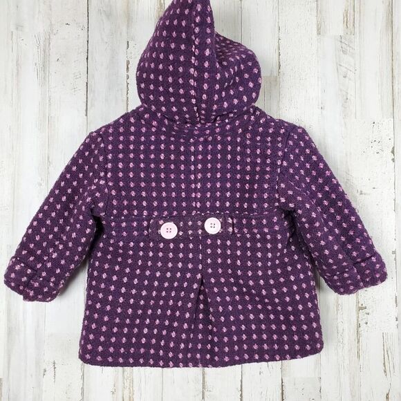 Young Hearts Floral Button Peacoat Purple 12 mths - Picture 6 of 10